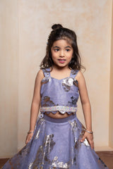 Elegant foil organza lehenga choli with art silk lining – a dazzling festive outfit for your little princess - Kirti Agarwal