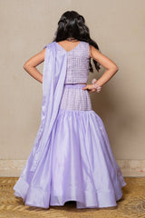 Elegant Lavender mermaid gown with sparkling embellishments and a draped neckline, perfect for a sophisticated look at any special event. - Kirti Agarwal