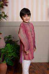 Elegant maroon - pink kurta set with golden detailing – perfect for festive celebrations. - Kirti Agarwal