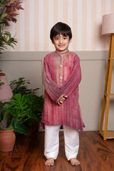 Elegant maroon - pink kurta set with golden detailing – perfect for festive celebrations. - Kirti Agarwal