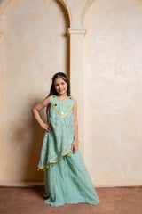 Elegant organza satin draped ethnic set – a perfect festive statement outfit for your little princess - Kirti Agarwal