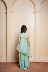 Elegant organza satin draped ethnic set – a perfect festive statement outfit for your little princess - Kirti Agarwal