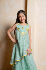 Elegant organza satin draped ethnic set – a perfect festive statement outfit for your little princess - Kirti Agarwal
