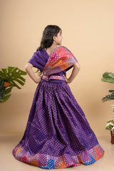 Elegant purple silk lehenga choli with vibrant patchwork detailing, perfect for festive celebrations - Kirti Agarwal