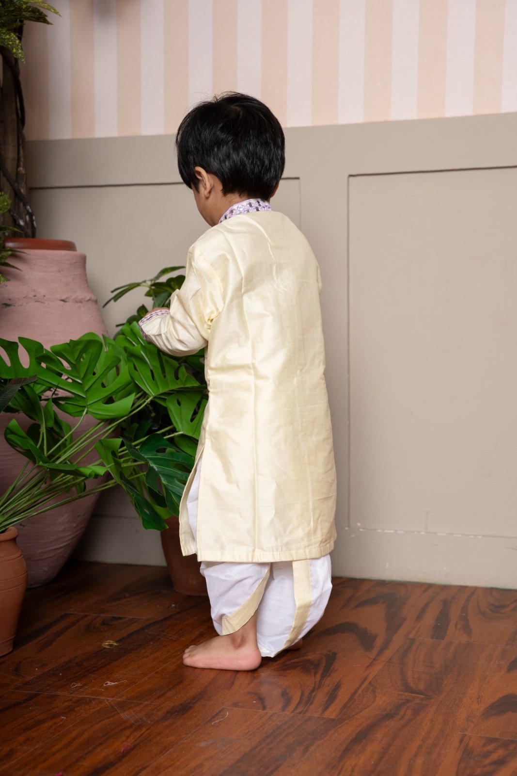 Elegant yellow embroidered kurta with dhoti – a graceful choice for traditional celebrations. - Kirti Agarwal