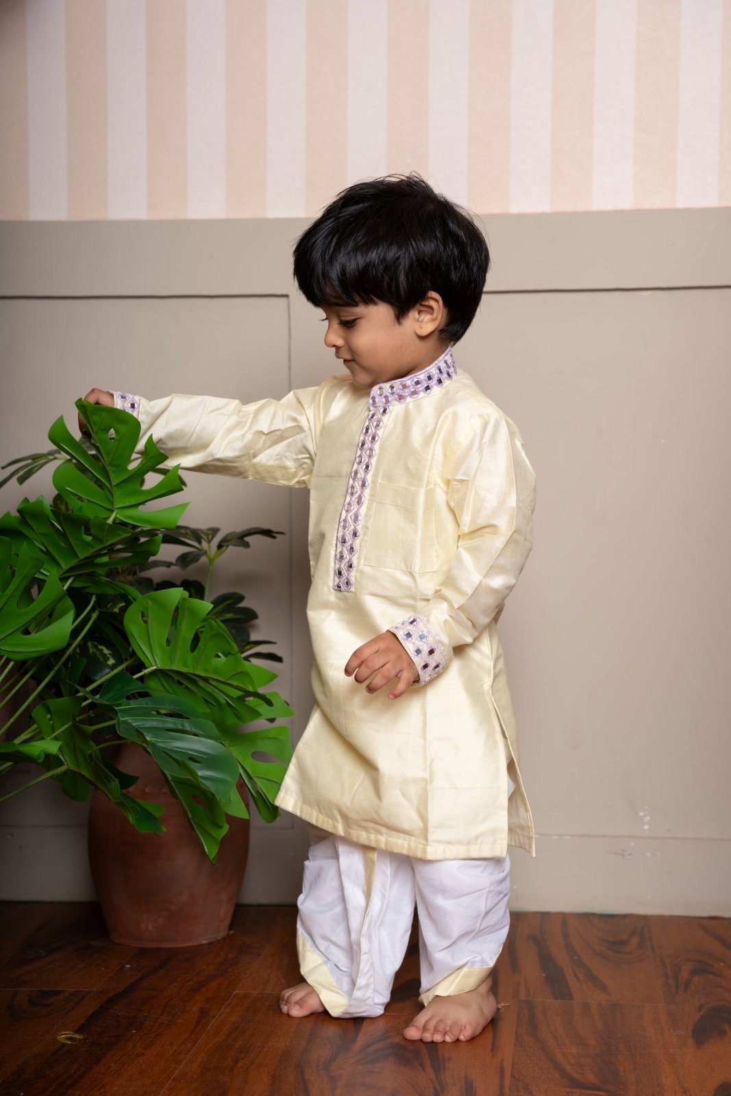 Elegant yellow embroidered kurta with dhoti – a graceful choice for traditional celebrations. - Kirti Agarwal