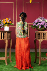 Embroidered Jacket - Style Blouse with Mirror Work and Vibrant Sharara Pants – Perfect for Weddings, Parties, and Festive Celebrations - Kirti Agarwal