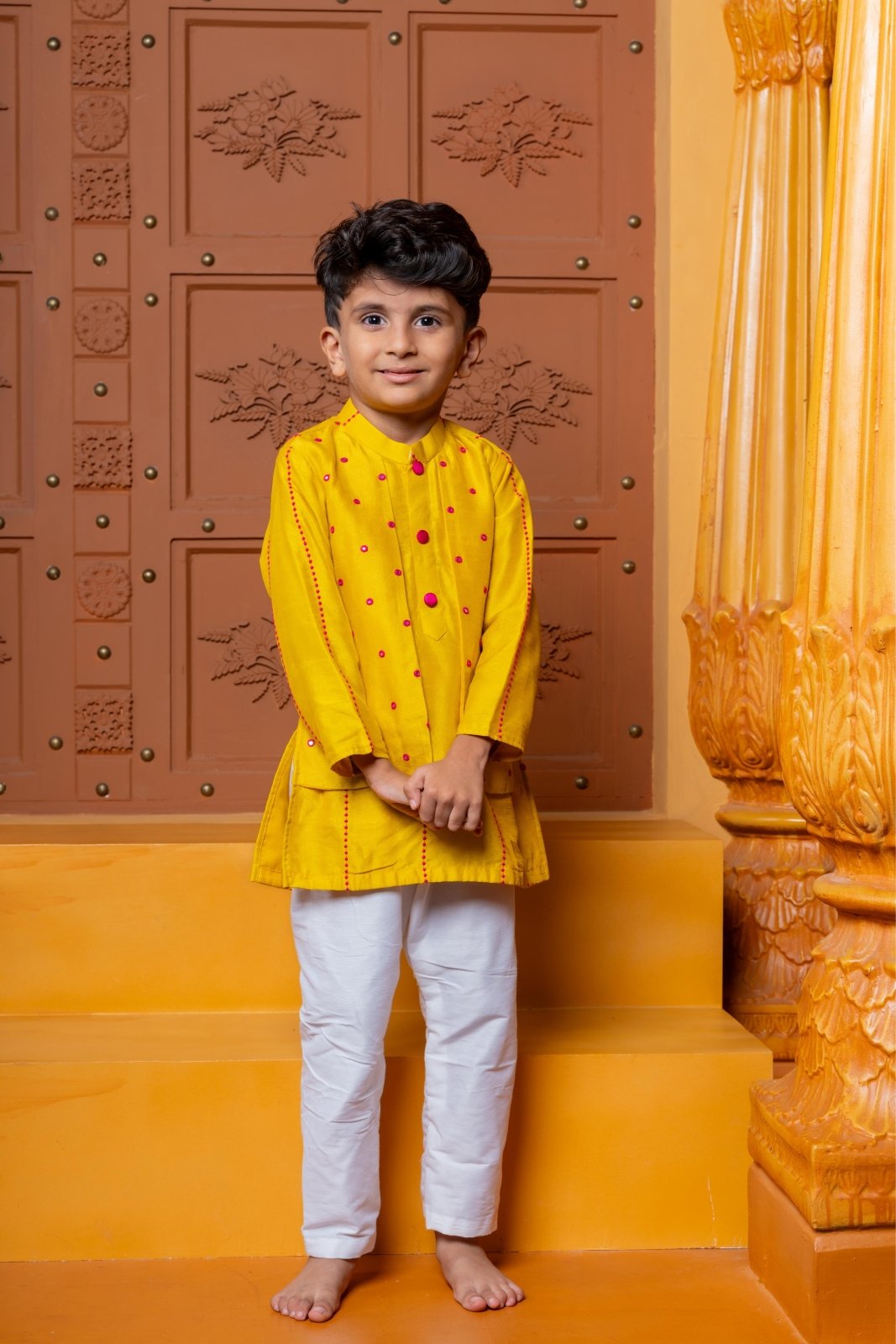 Faux Jacket Style Faux Mirror Embroidered Kurta And Pyjama - Kirti Agarwal