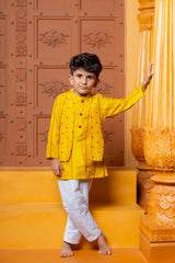 Faux Jacket Style Faux Mirror Embroidered Kurta And Pyjama - Kirti Agarwal