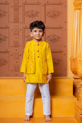 Faux Jacket Style Faux Mirror Embroidered Kurta And Pyjama - Kirti Agarwal