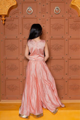 Faux Mirror Embellished Stylish Sleeveless Top With Palazzo And Potli Bag - Kirti Agarwal