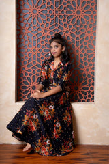 Floral Printed Embroidered Collar Top And Lehenga - Kirti Agarwal