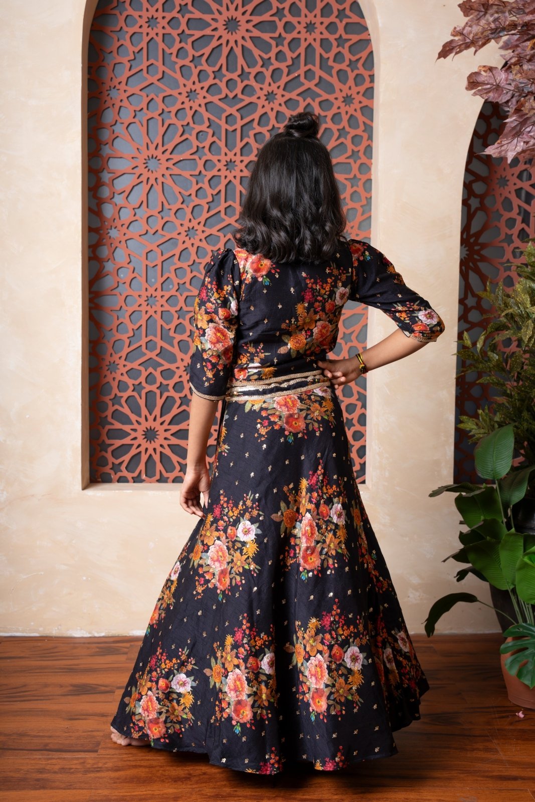Floral Printed Embroidered Collar Top And Lehenga - Kirti Agarwal