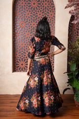 Floral Printed Embroidered Collar Top And Lehenga - Kirti Agarwal