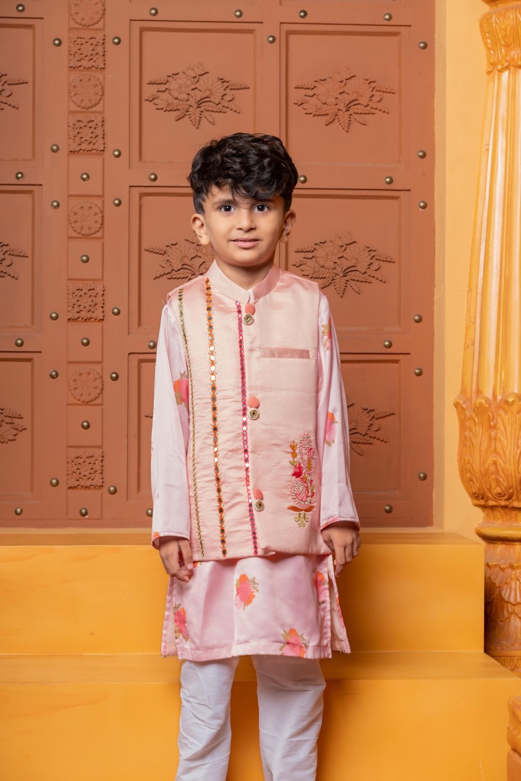  Floral Printed Kurta With Pocket - Detail Jacket And Pyjama - Kirti Agarwal