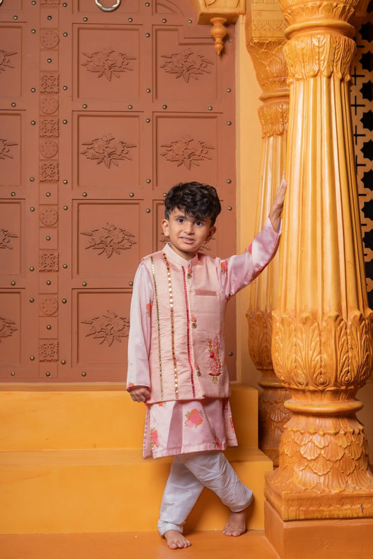  Floral Printed Kurta With Pocket - Detail Jacket And Pyjama - Kirti Agarwal