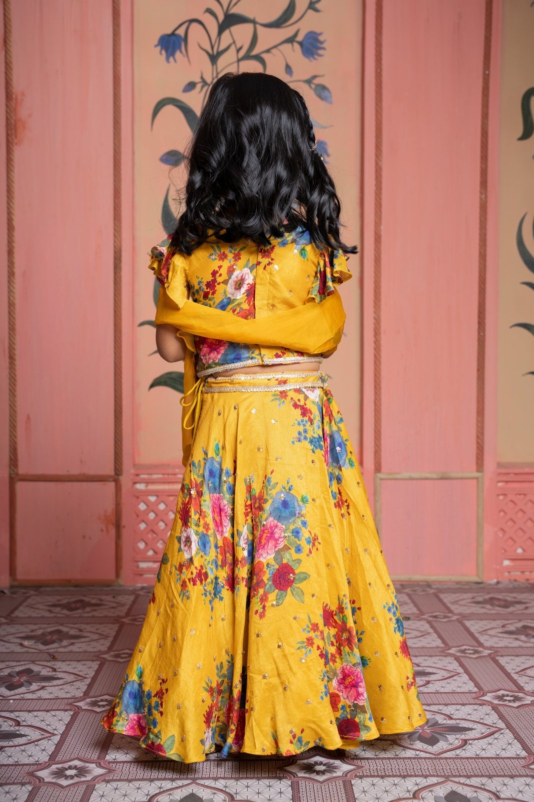 Floral Printed Sequin Embroidered Top And Lehenga With Matching Dupatta - Kirti Agarwal