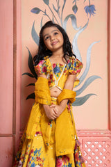 Floral Printed Sequin Embroidered Top And Lehenga With Matching Dupatta - Kirti Agarwal