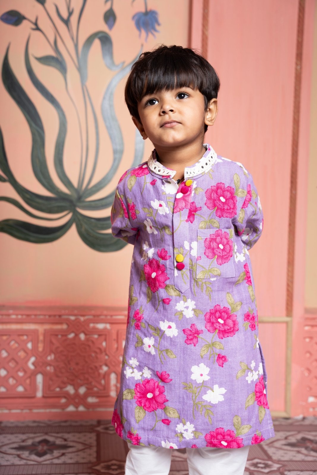 Let him bloom in style with this floral lavender kurta set, crafted for joyful celebrations - Kirti Agarwal