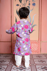Let him bloom in style with this floral lavender kurta set, crafted for joyful celebrations - Kirti Agarwal