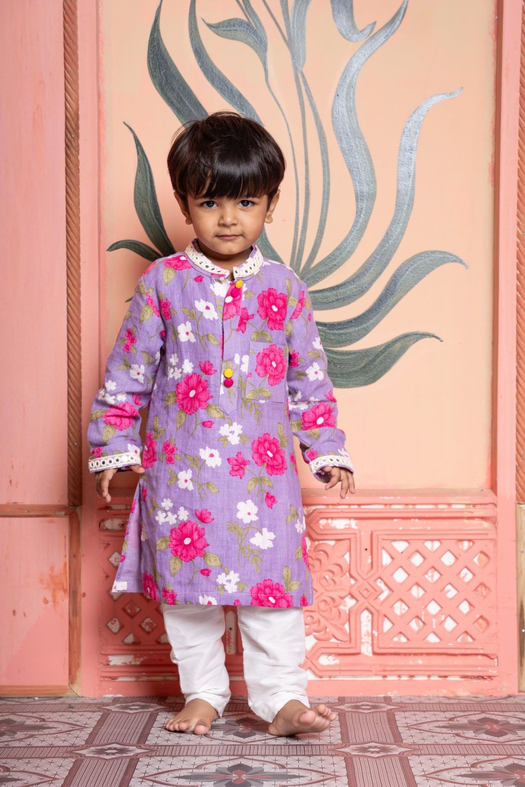 Let him bloom in style with this floral lavender kurta set, crafted for joyful celebrations - Kirti Agarwal