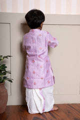 Let your little one shine in this charming Lavender kurta with dhoti – where tradition meets cuteness! - Kirti Agarwal