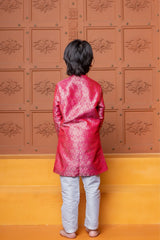Make your little prince shine in this vibrant pink designer kurta pajama – perfect for weddings, festivals, and special celebrations - Kirti Agarwal