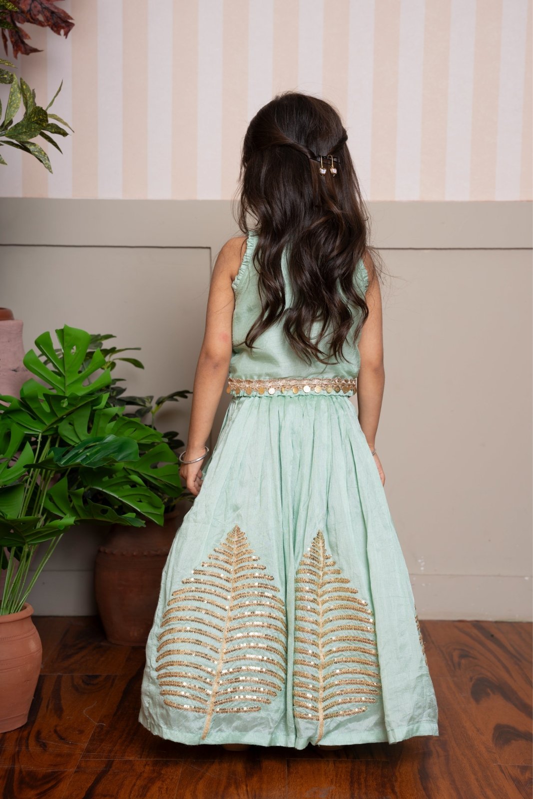 Mint Green Mirror Work Lehenga Set - Kirti Agarwal