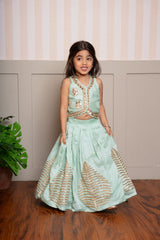Mint Green Mirror Work Lehenga Set - Kirti Agarwal