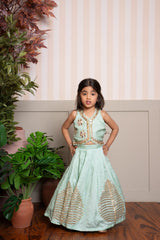Mint Green Mirror Work Lehenga Set - Kirti Agarwal