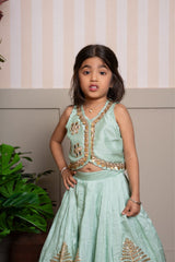 Mint Green Mirror Work Lehenga Set - Kirti Agarwal