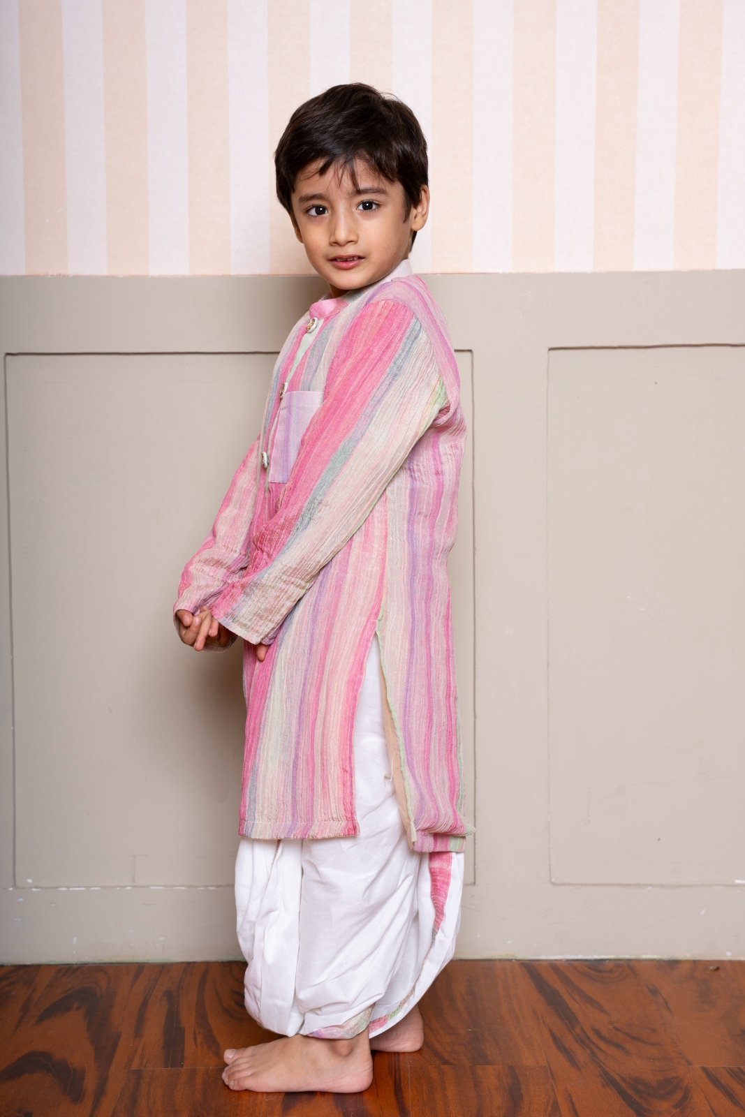 Multicolor Crush Tissue Kurta With Dhoti - Kirti Agarwal