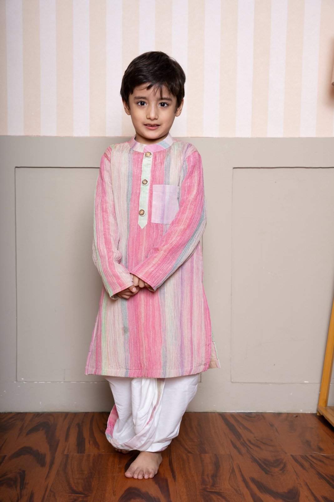 Multicolor Crush Tissue Kurta With Dhoti - Kirti Agarwal