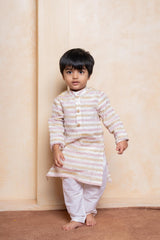 Multicolour Shimmer Stripe Kurta And Pyjama - Kirti Agarwal