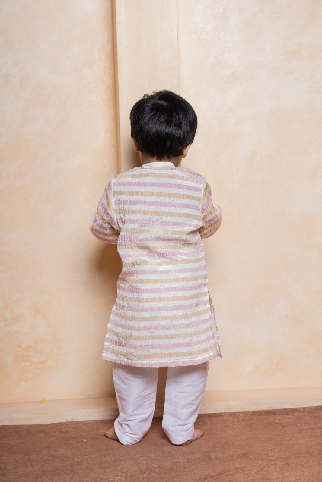 Multicolour Shimmer Stripe Kurta And Pyjama - Kirti Agarwal