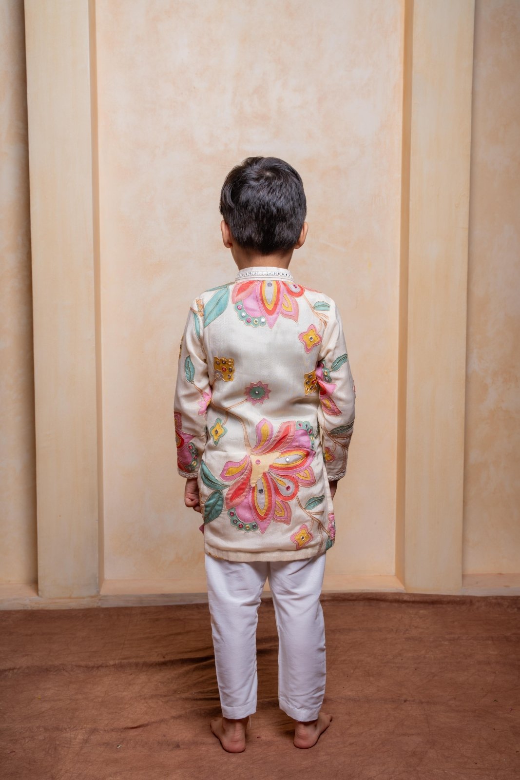 Off White Stylish Floral Kurta With White Pyjama - Kirti Agarwal