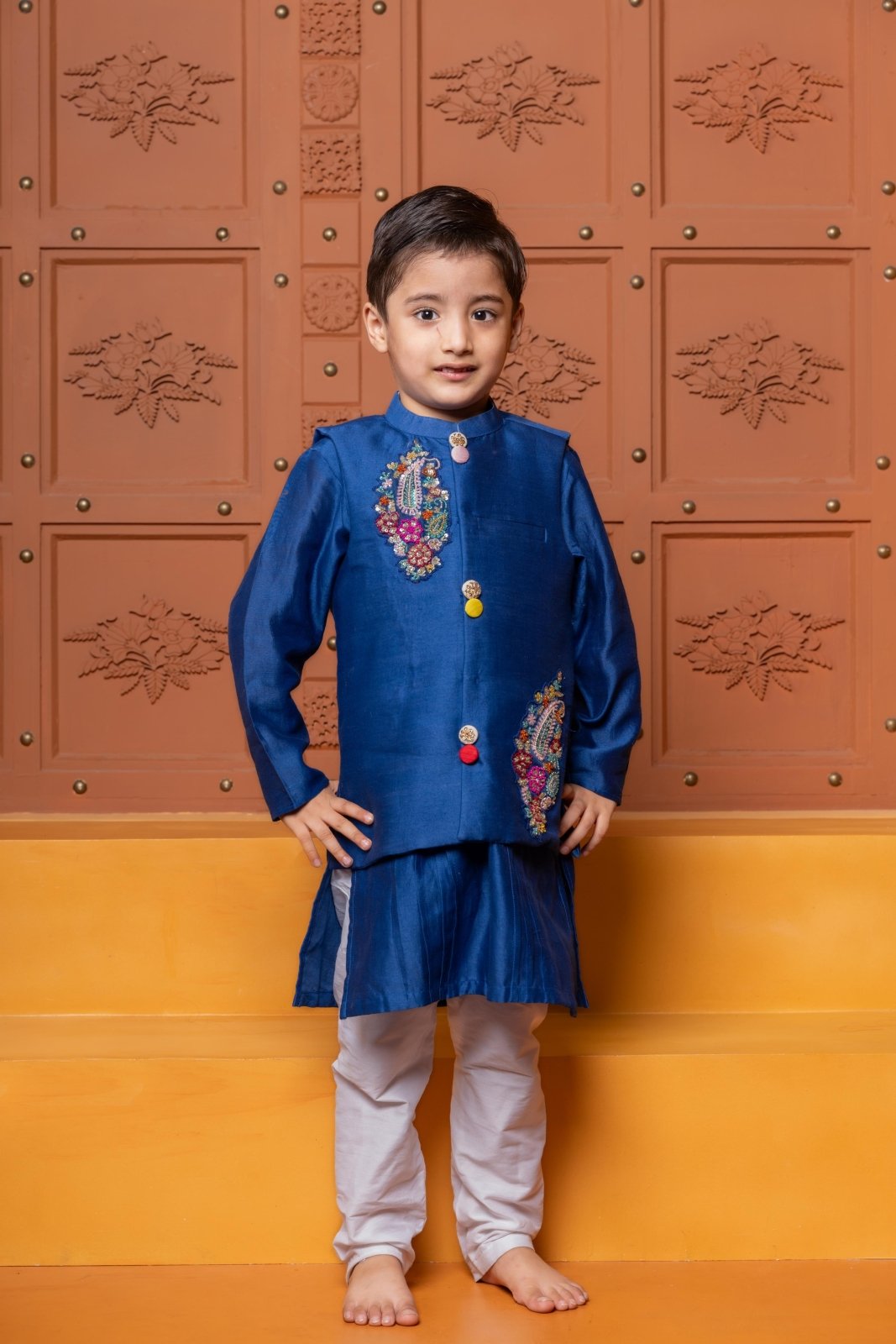 Pin Tuck Detailed Kurta With Embroidered Jacket And Pyjama - Kirti Agarwal