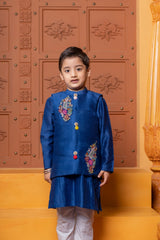 Pin Tuck Detailed Kurta With Embroidered Jacket And Pyjama - Kirti Agarwal