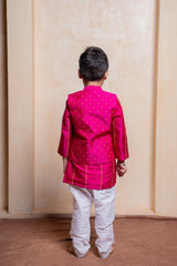 Pink Kurta With Polka Dots Embroidered Jacket And Pyjama - Kirti Agarwal