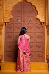 Pink Mirror Work Kurti with Brocade Palazzo – A perfect blend of sparkle and comfort! - Kirti Agarwal