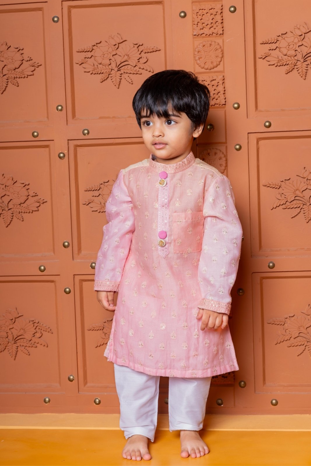 Pink Ombre Kurta With Off White Pyjama - Kirti Agarwal