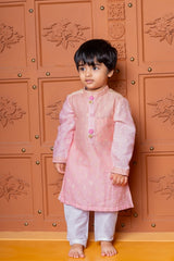 Pink Ombre Kurta With Off White Pyjama - Kirti Agarwal