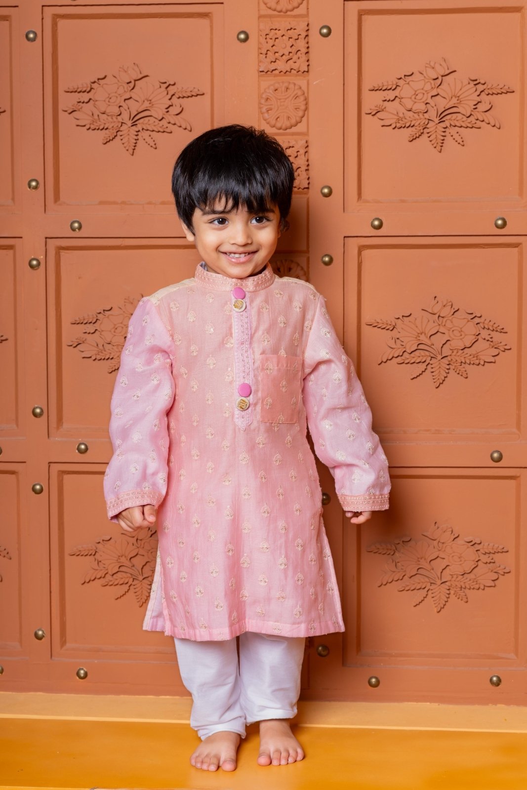 Pink Ombre Kurta With Off White Pyjama - Kirti Agarwal