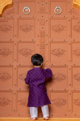 Purple Embroidered Flap Kurta With White Pyjama - Kirti Agarwal