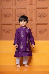 Purple Embroidered Flap Kurta With White Pyjama - Kirti Agarwal
