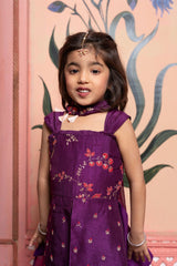 Purple Embroidered Kurti With Palazzo And Dupatta - Kirti Agarwal