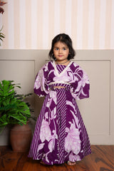 Purple Stylish Printed Embellished Top And Flared Lehenga - Kirti Agarwal