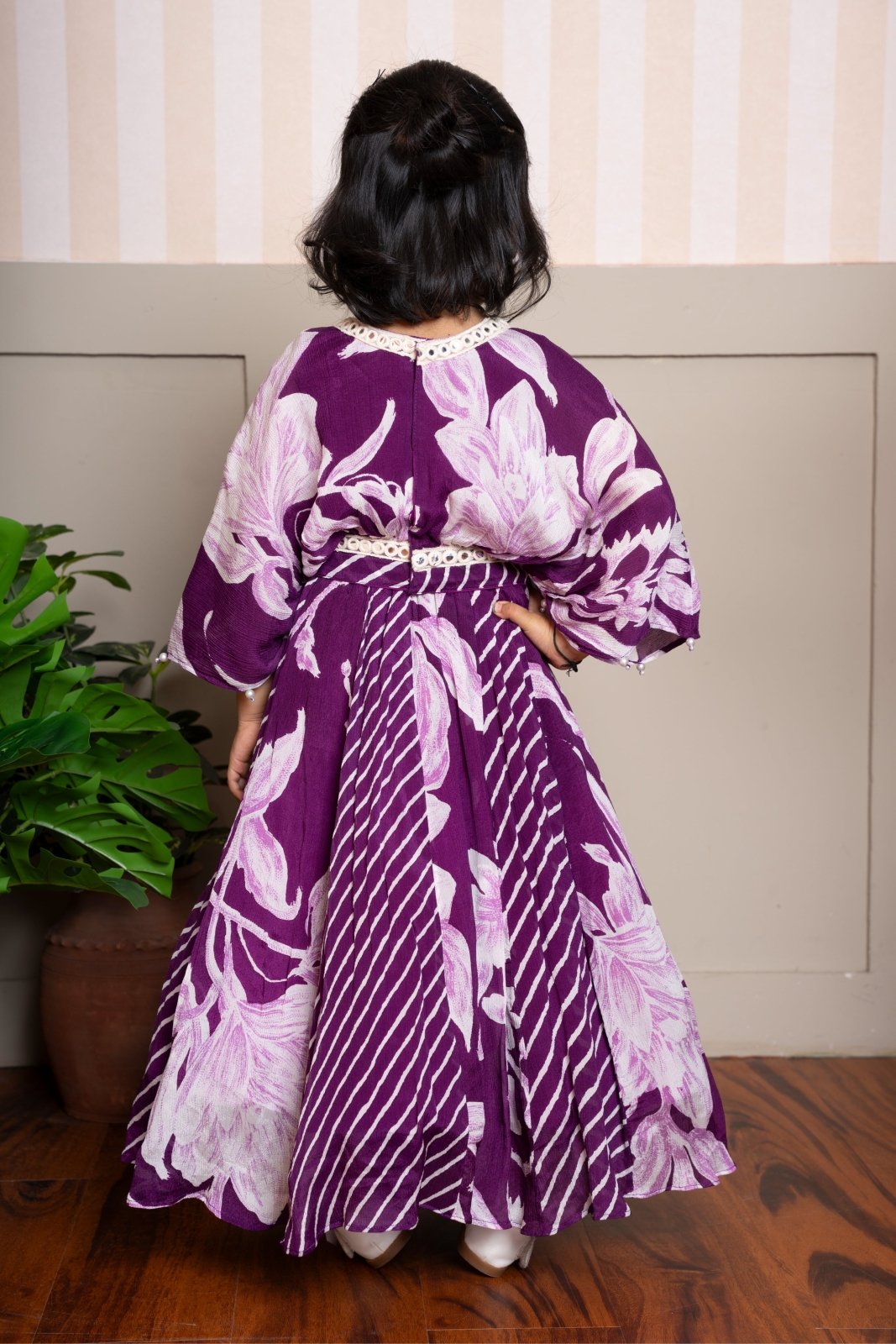 Purple Stylish Printed Embellished Top And Flared Lehenga - Kirti Agarwal