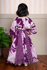 Purple Stylish Printed Embellished Top And Flared Lehenga - Kirti Agarwal