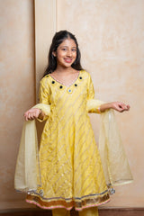 Radiant yellow Anarkali set – a festive - ready ethnic ensemble for your little sunshine - Kirti Agarwal